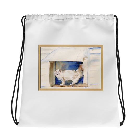 Drawstring bag with Stray kitty