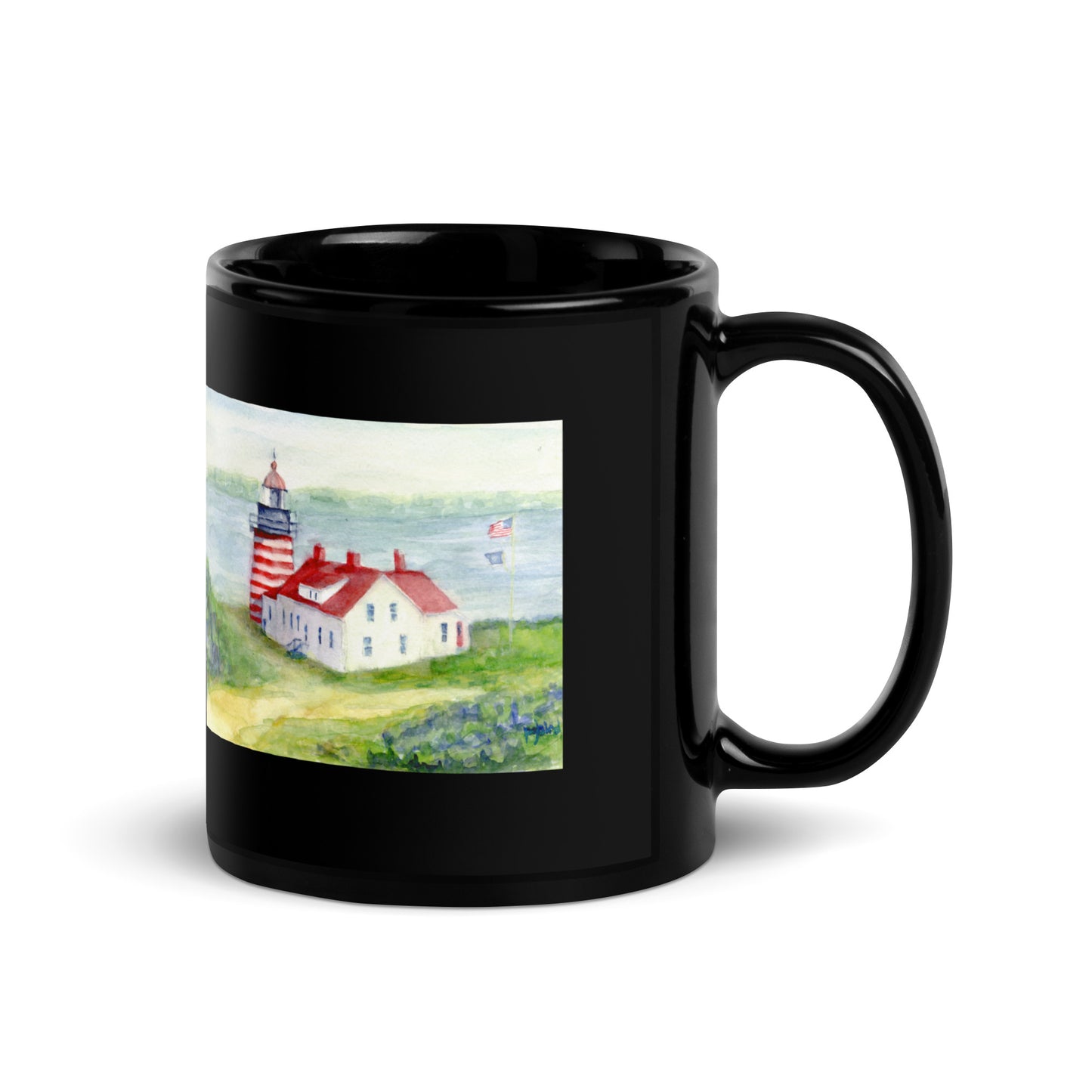 West Quoddy Head Lighthouse  Black Glossy Mug