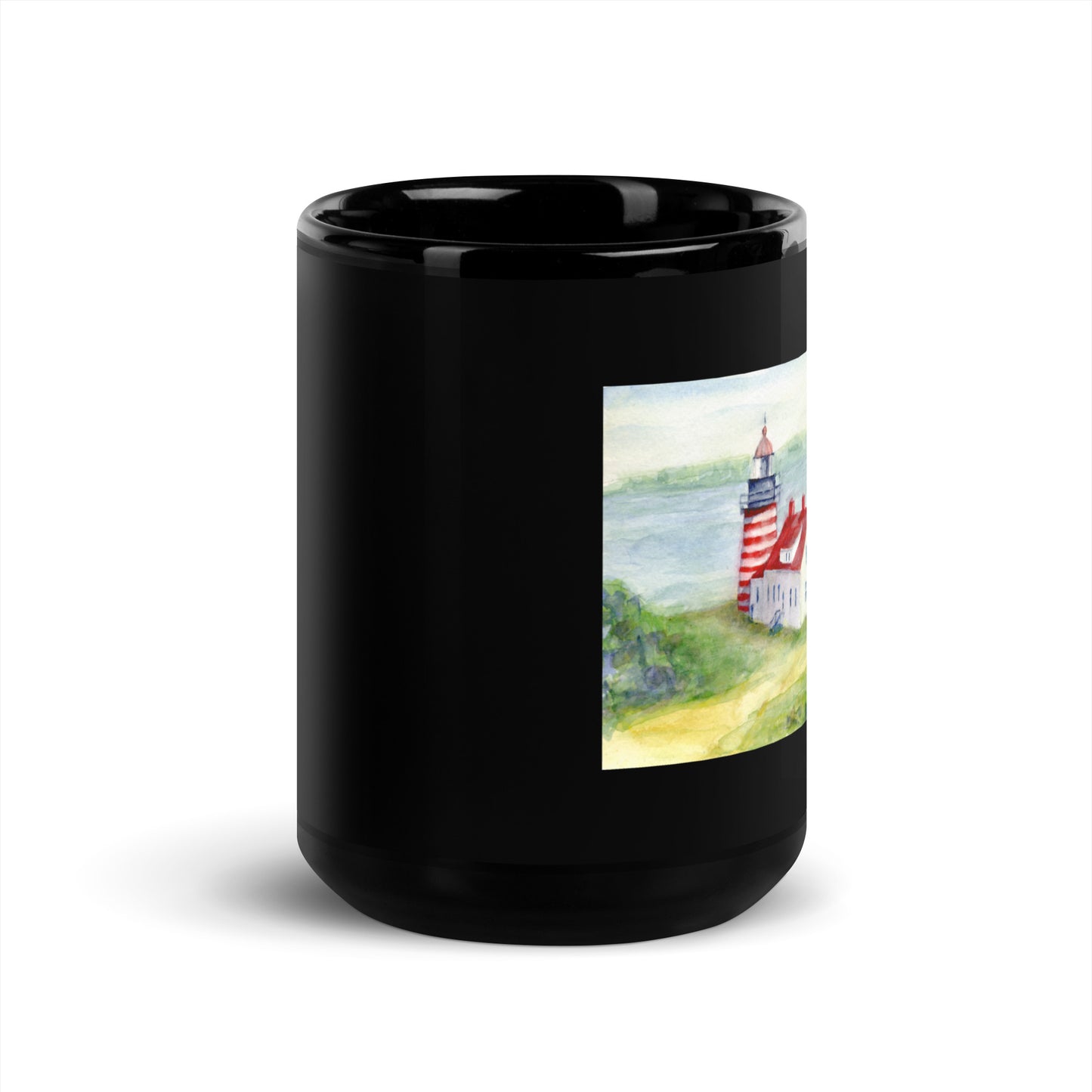 West Quoddy Head Lighthouse  Black Glossy Mug