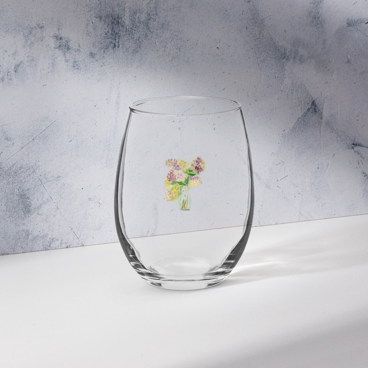 Vase of Hydrangea - Stemless wine glass