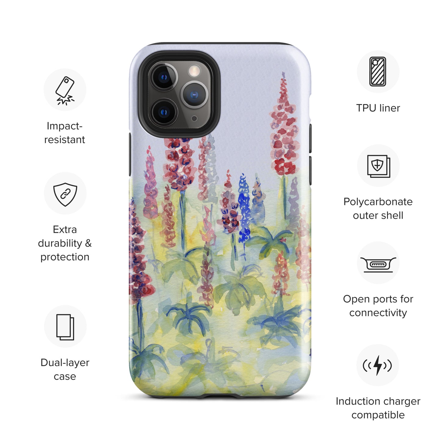 Pink and Blue Lupine Tough Case for iPhone®