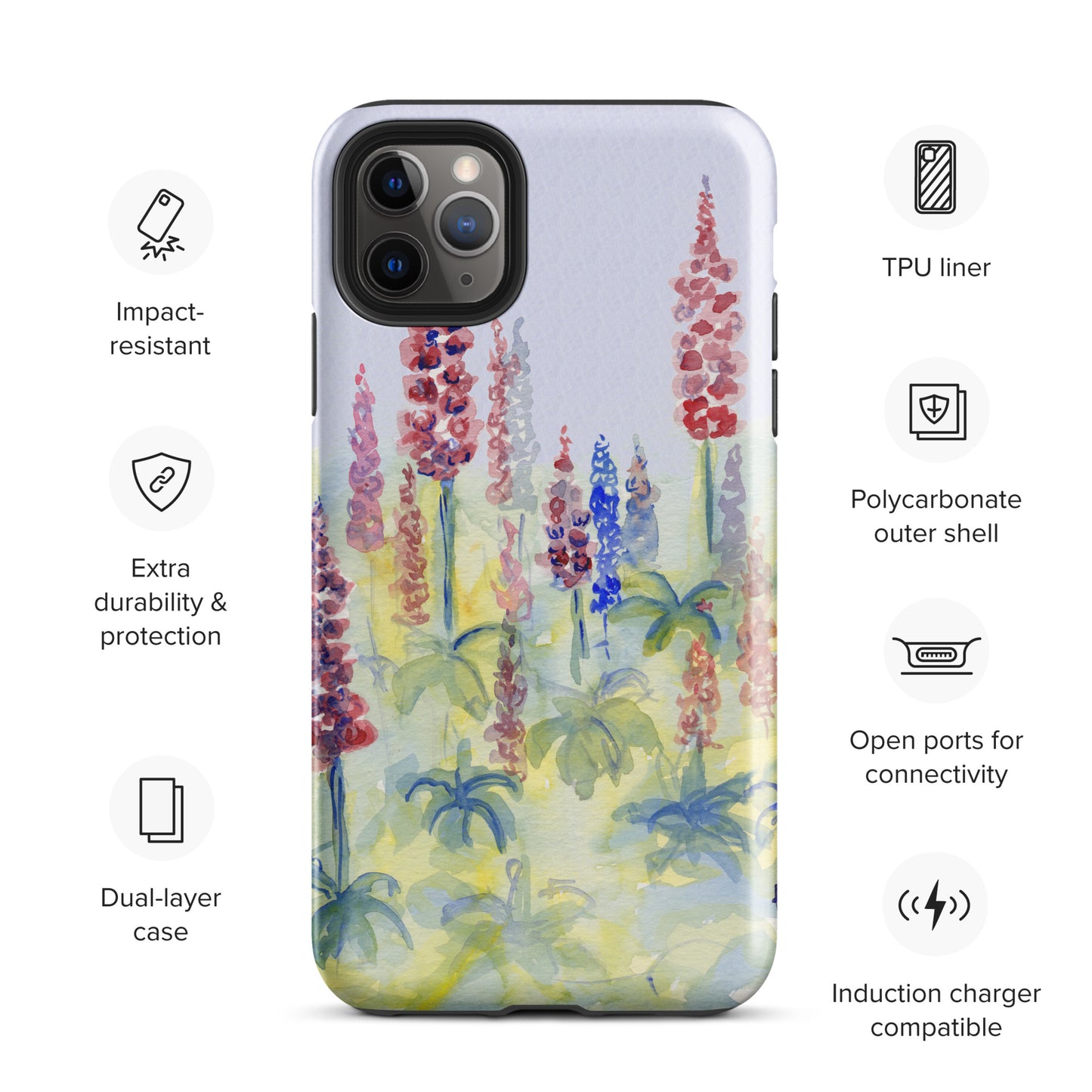 Pink and Blue Lupine Tough Case for iPhone®