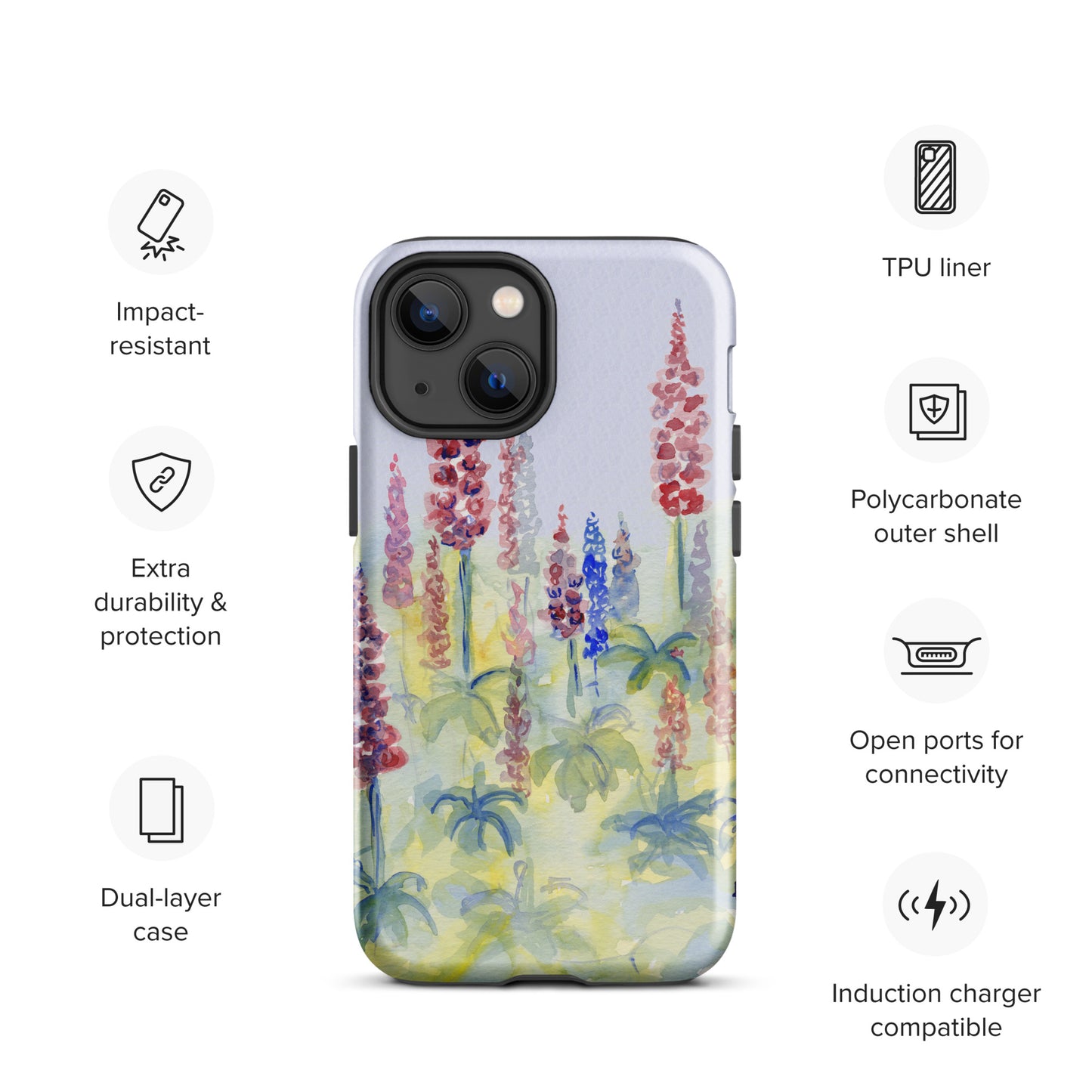 Pink and Blue Lupine Tough Case for iPhone®