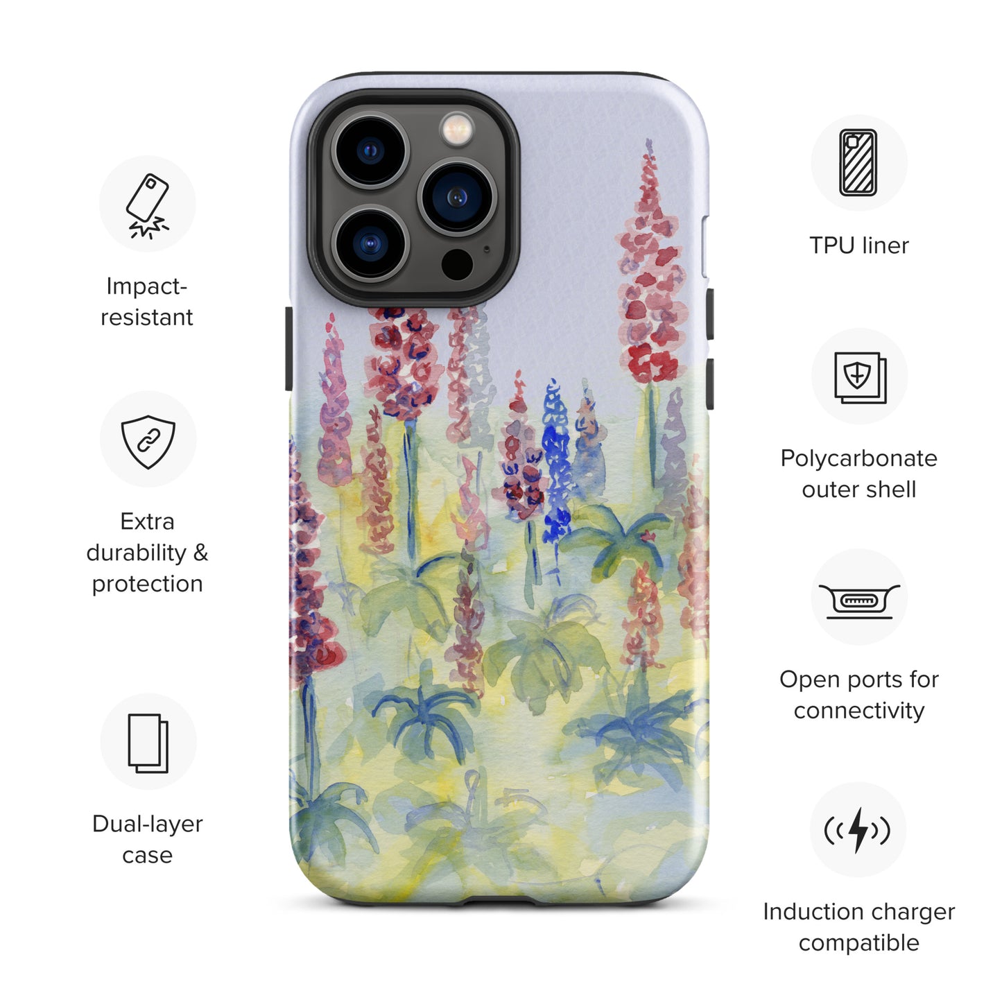 Pink and Blue Lupine Tough Case for iPhone®