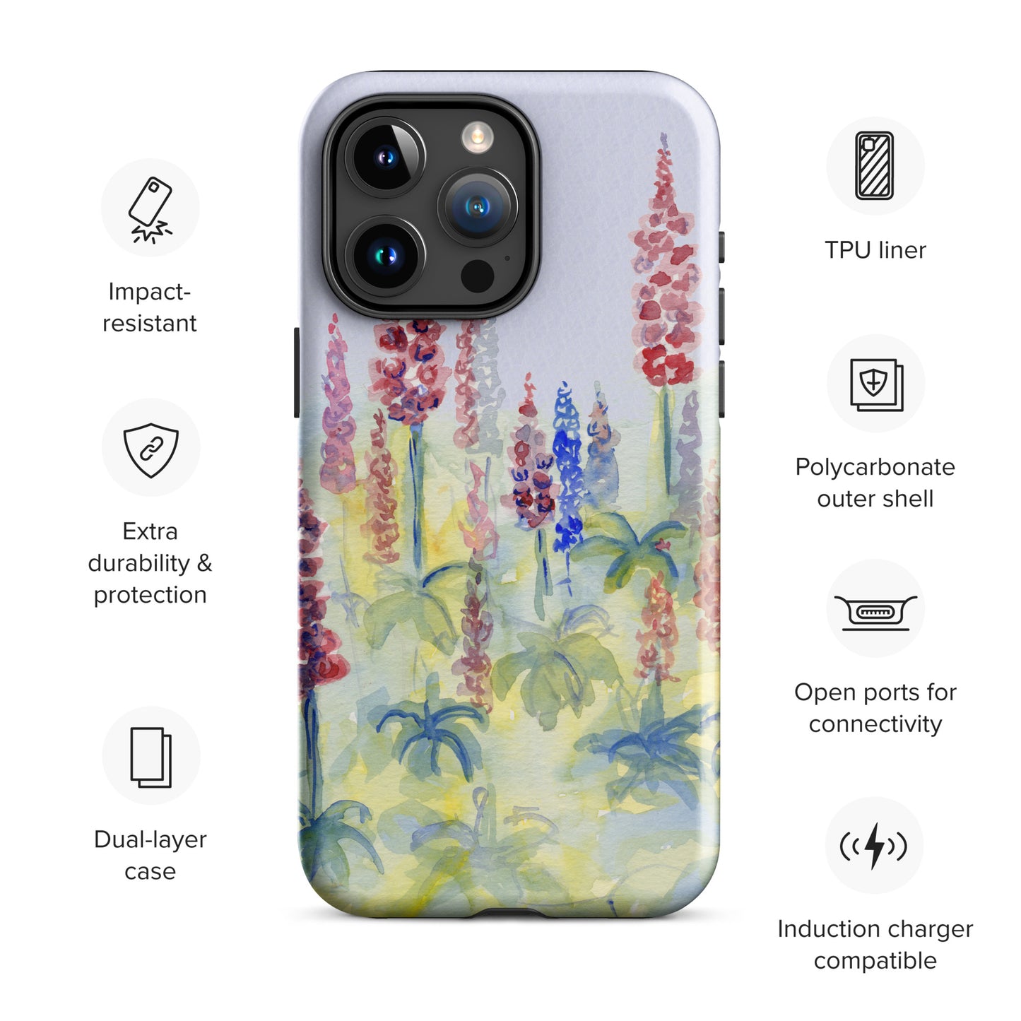 Pink and Blue Lupine Tough Case for iPhone®