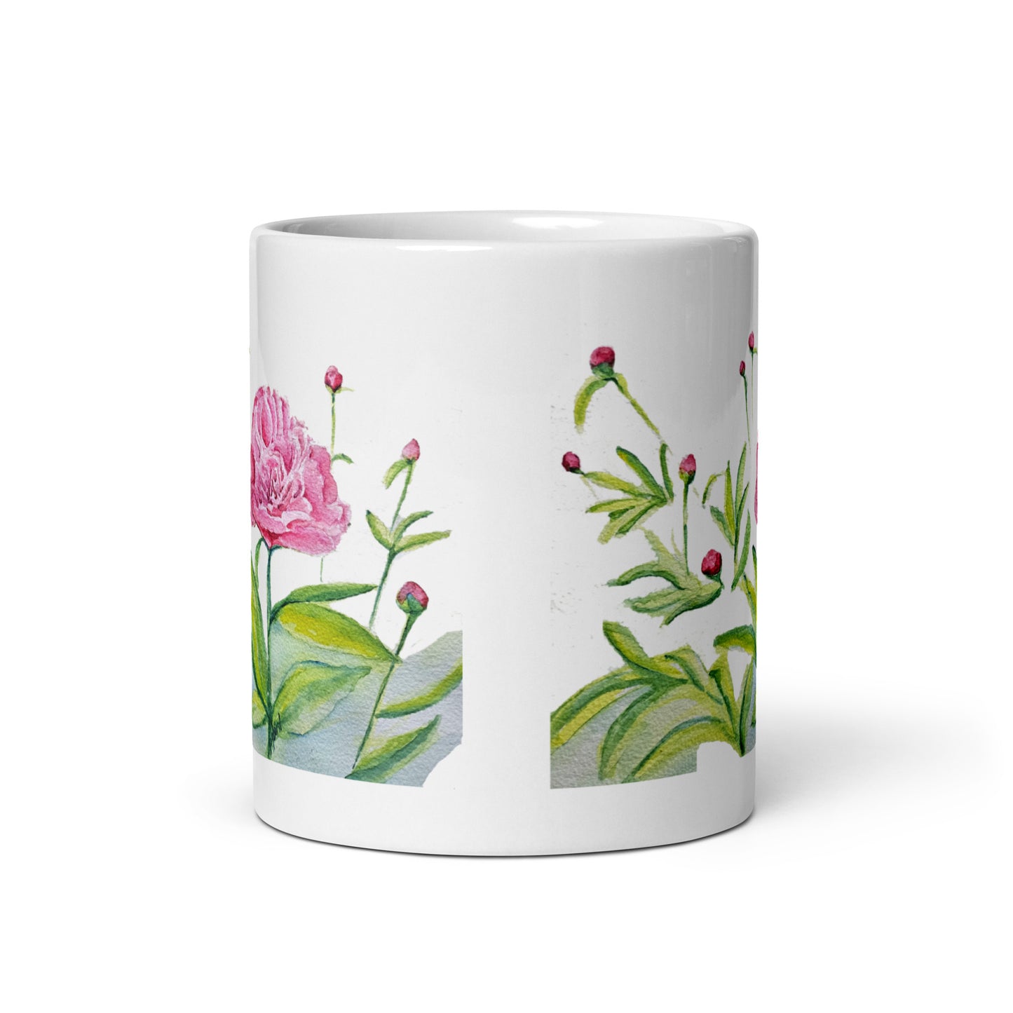 Peony - White glossy mug