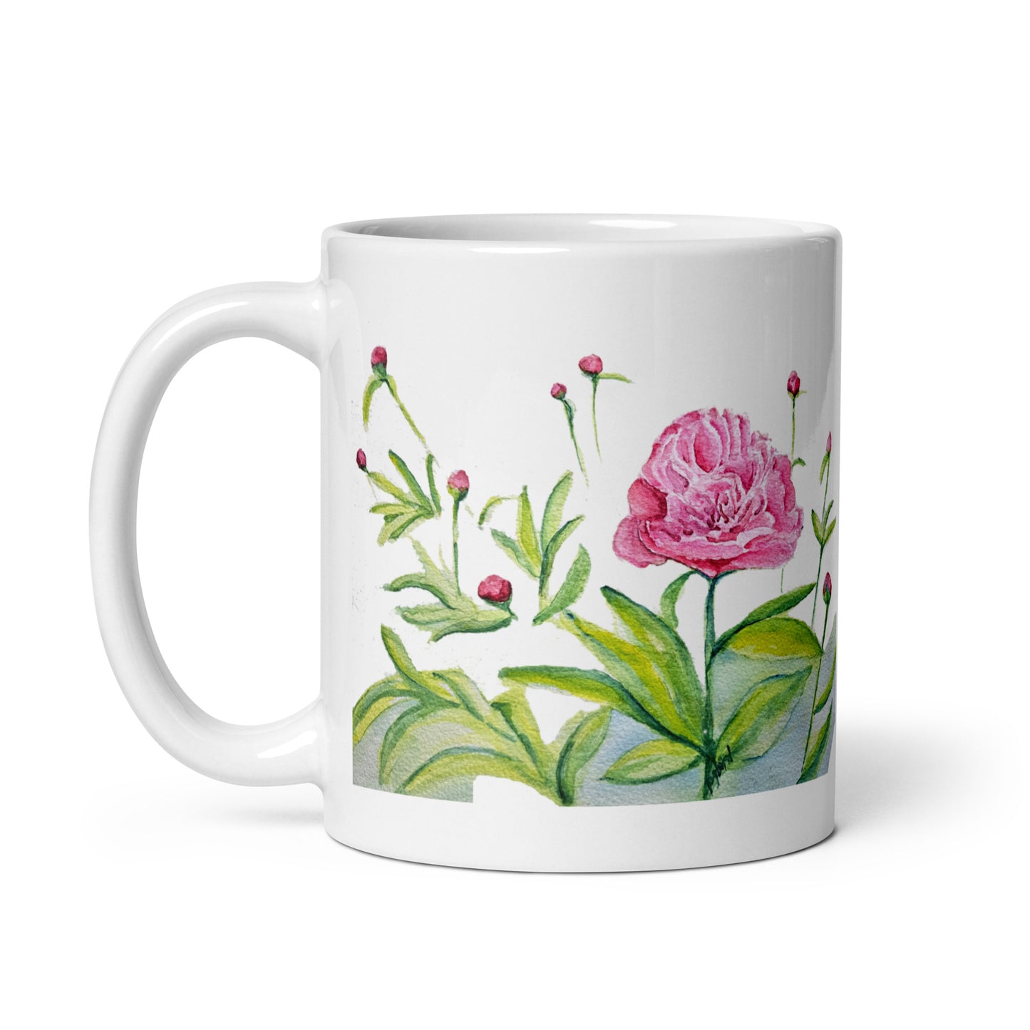 Peony - White glossy mug