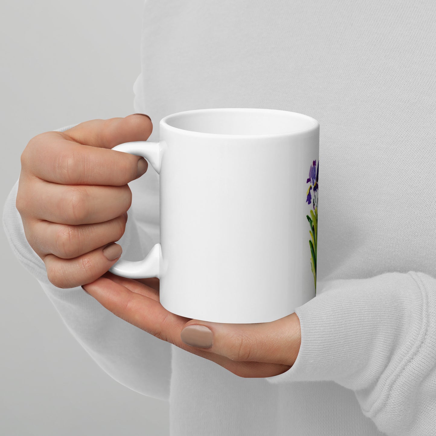 Tall Iris - White glossy mug