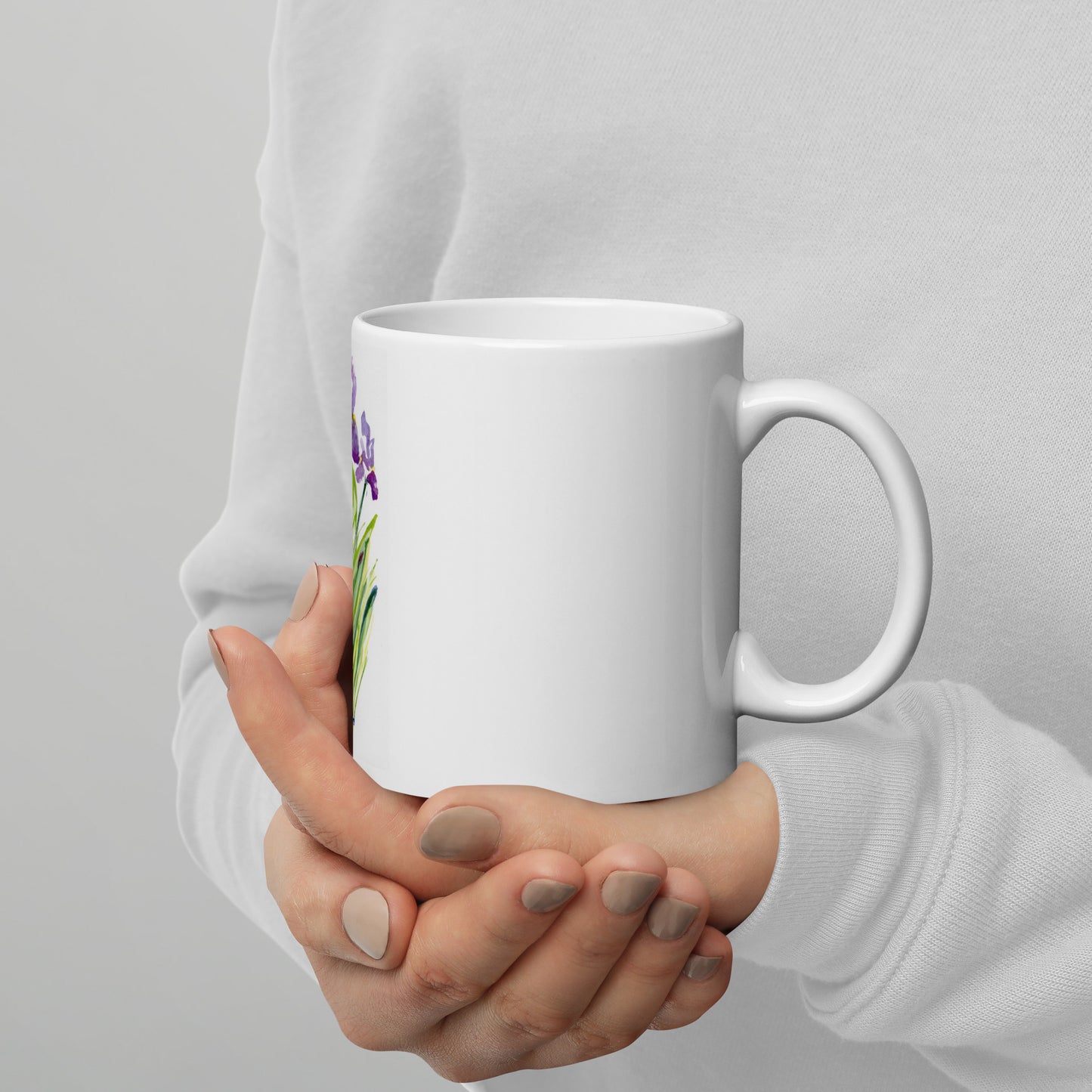 Tall Iris - White glossy mug