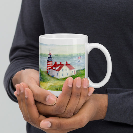 West Quoddy Lighthouse -White glossy mug