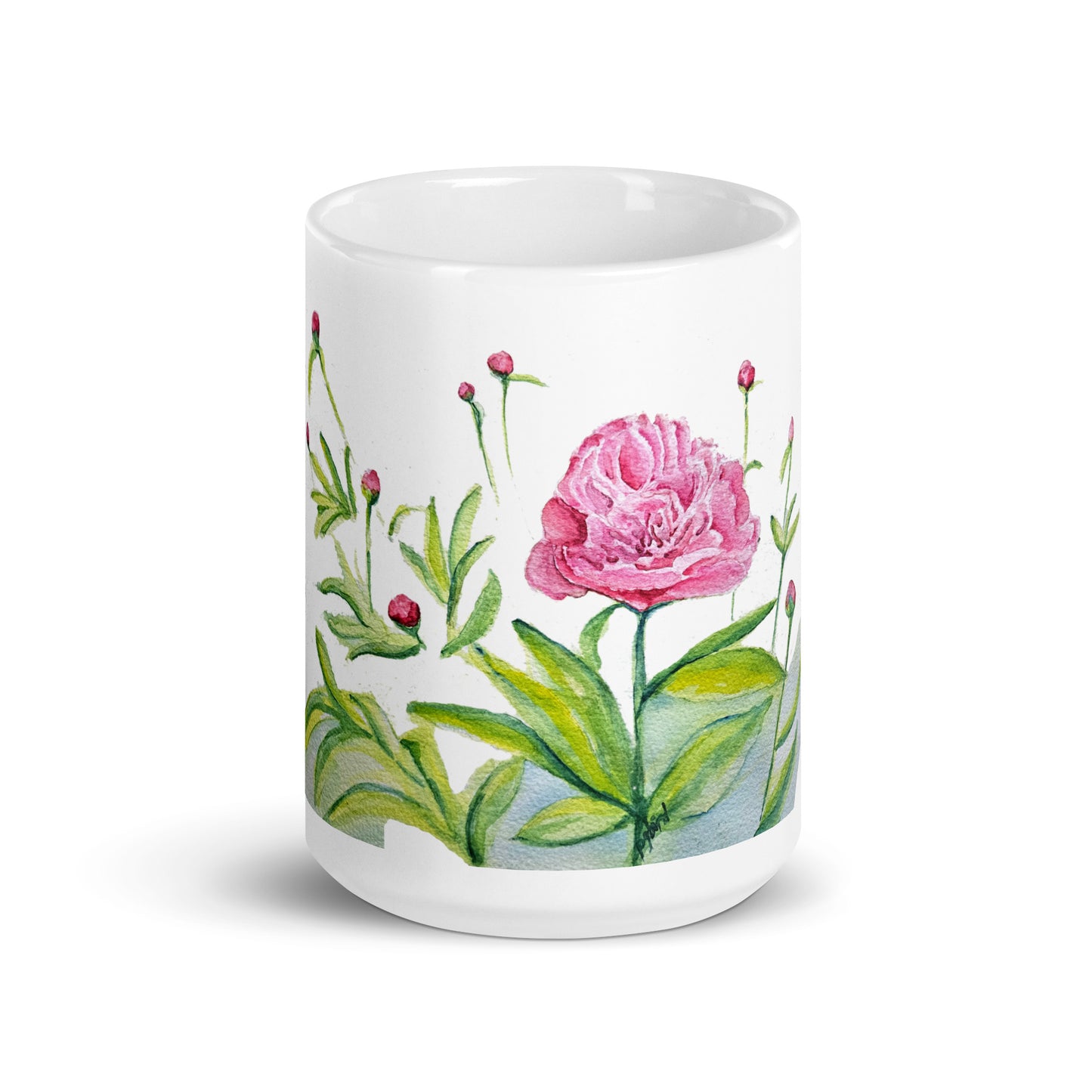 Peony - White glossy mug