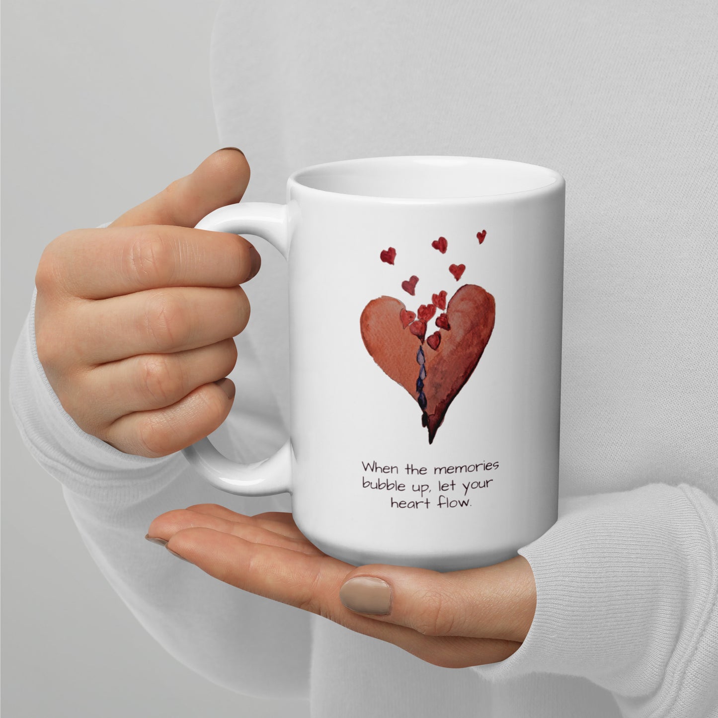 Broken heart flows - White glossy mug