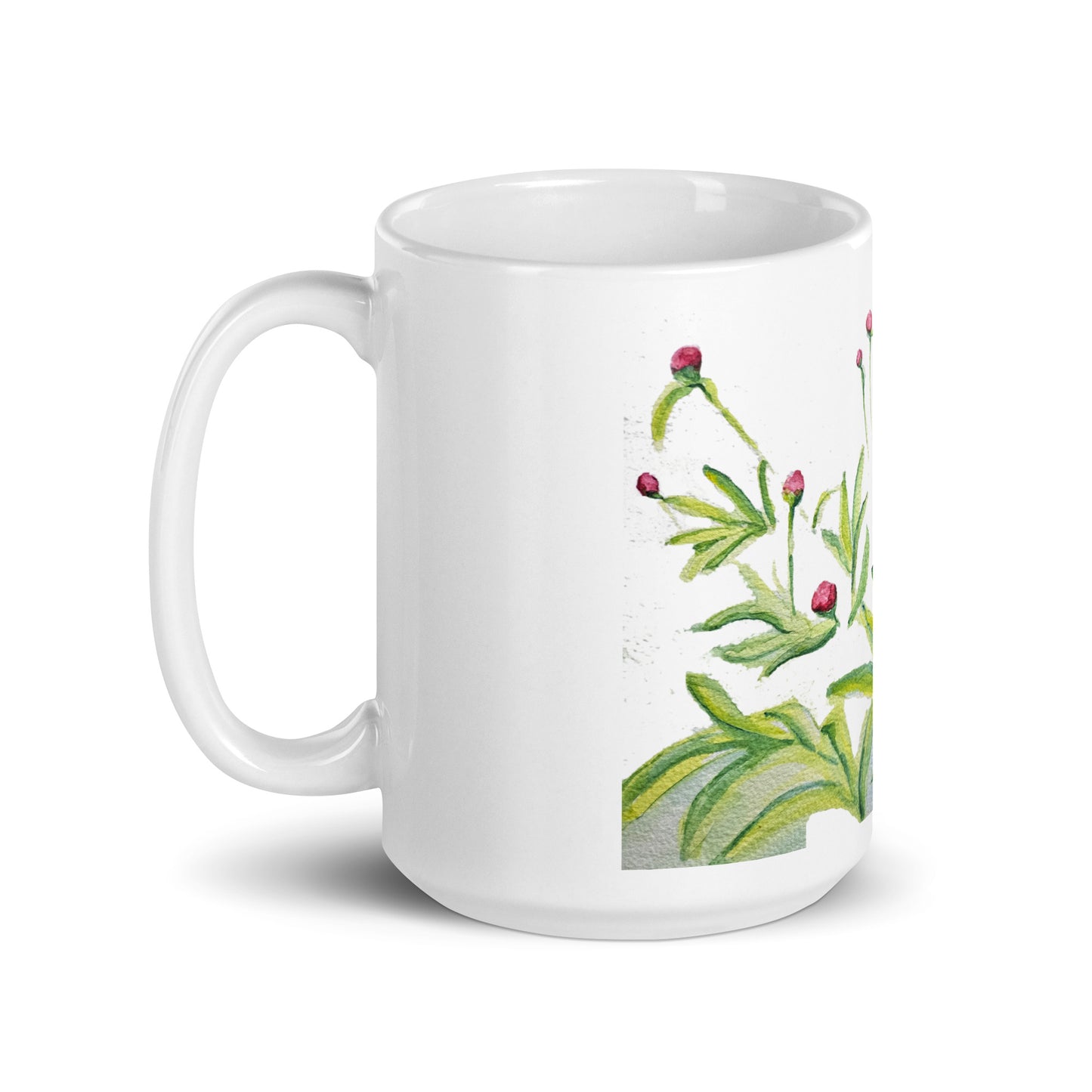 Peony - White glossy mug