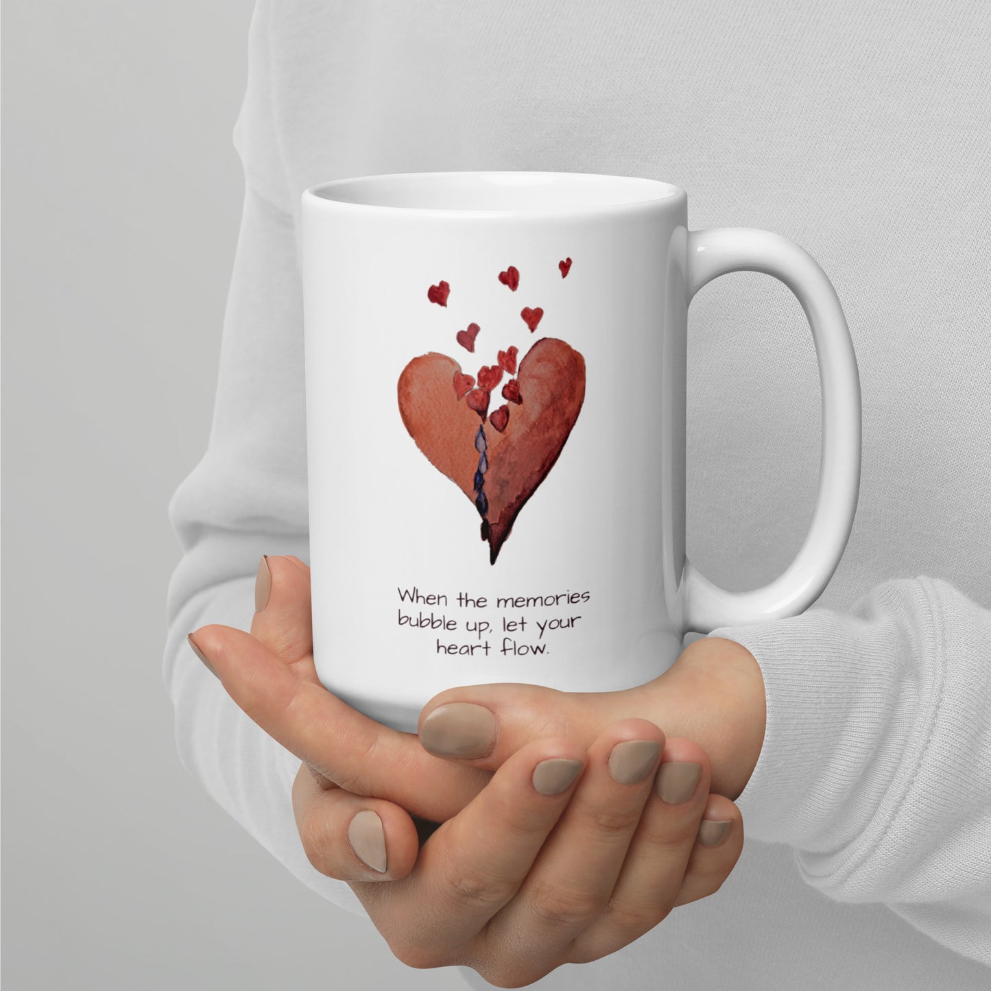 Broken heart flows - White glossy mug