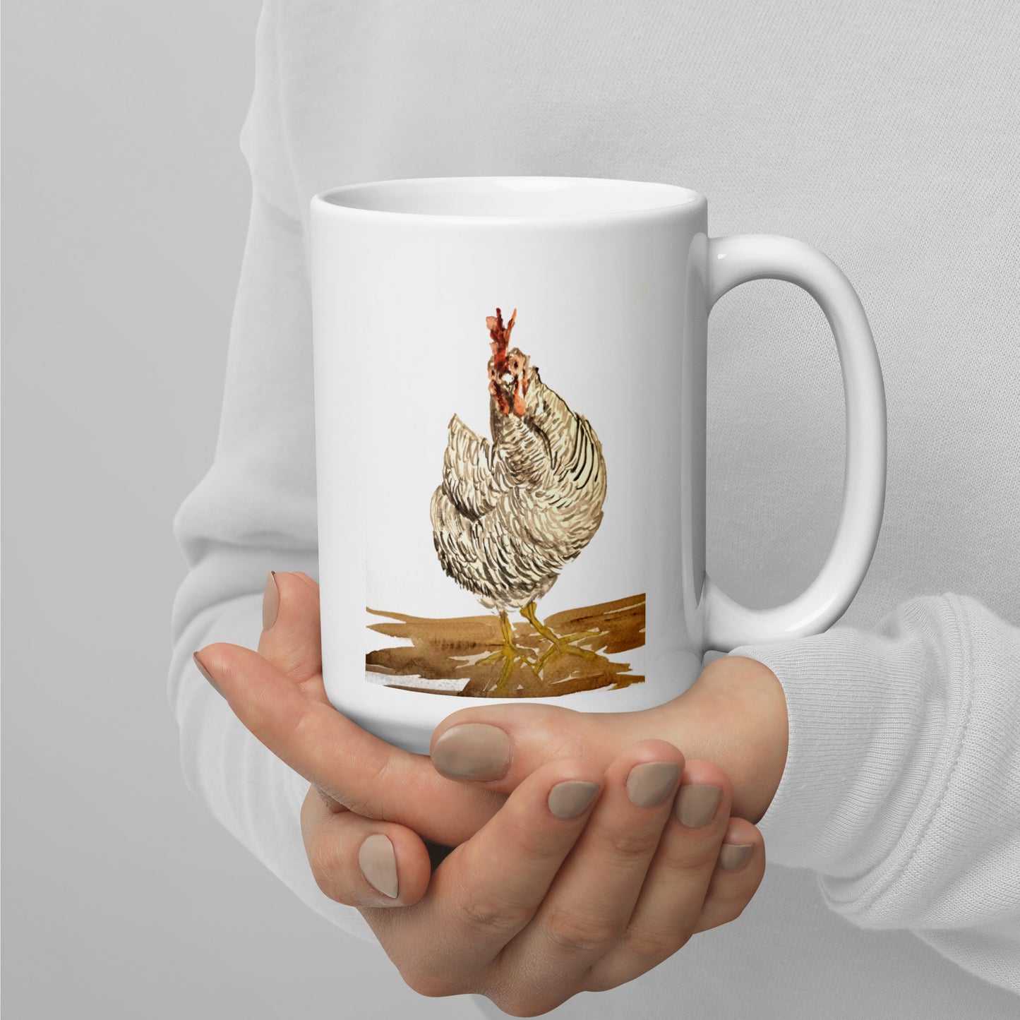 Mookie the chicken - White glossy mug