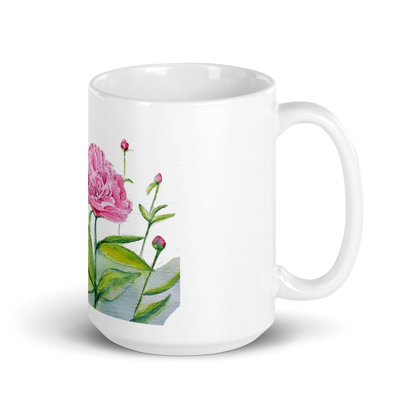 Peony - White glossy mug