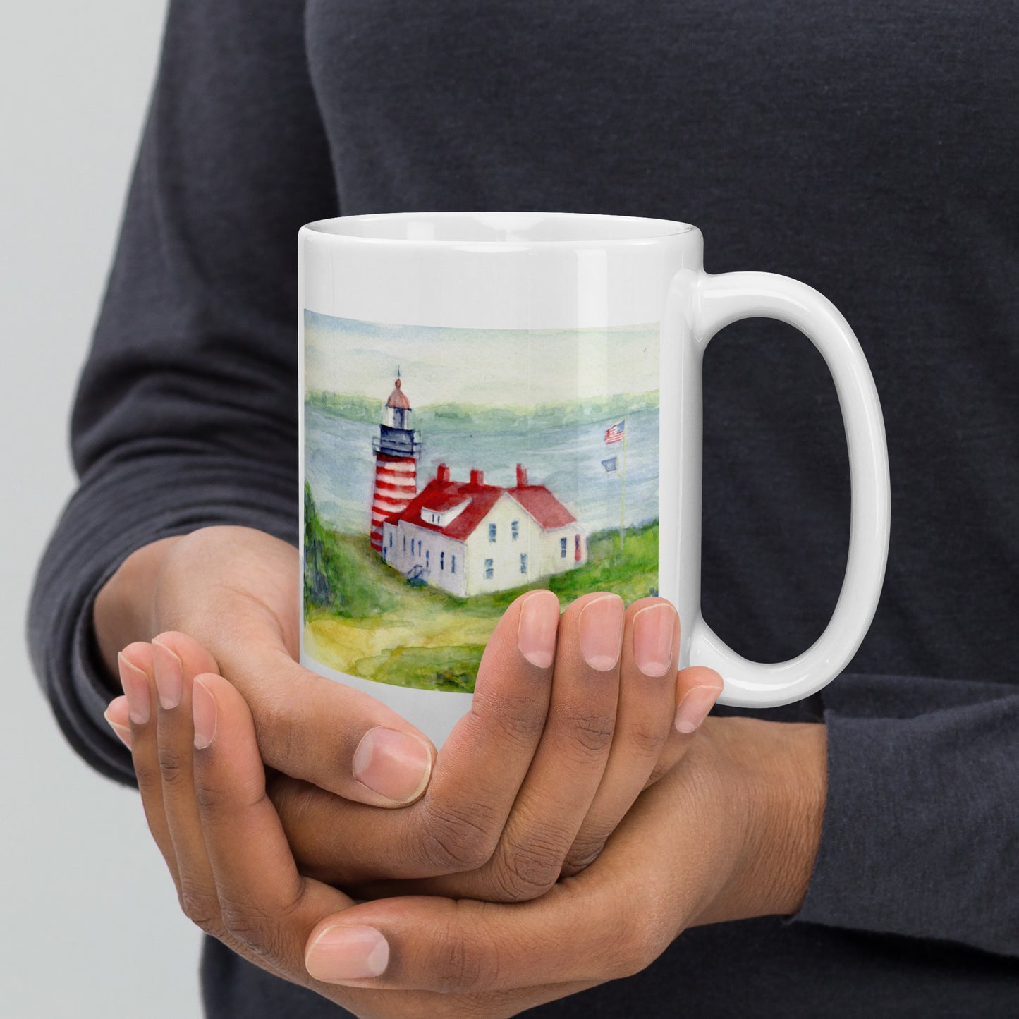 West Quoddy Lighthouse -White glossy mug