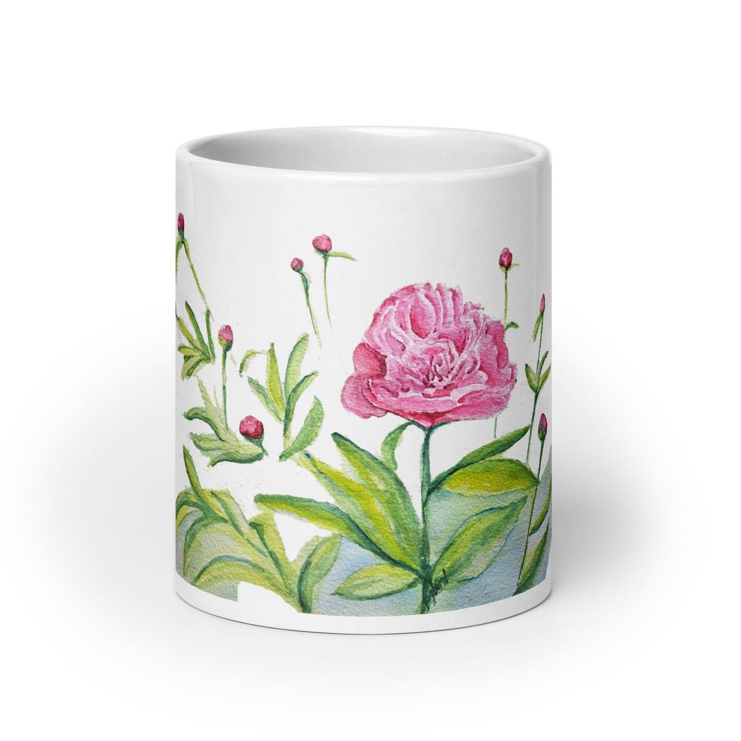 Peony - White glossy mug