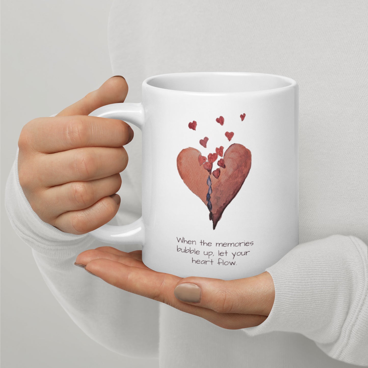 Broken heart flows - White glossy mug