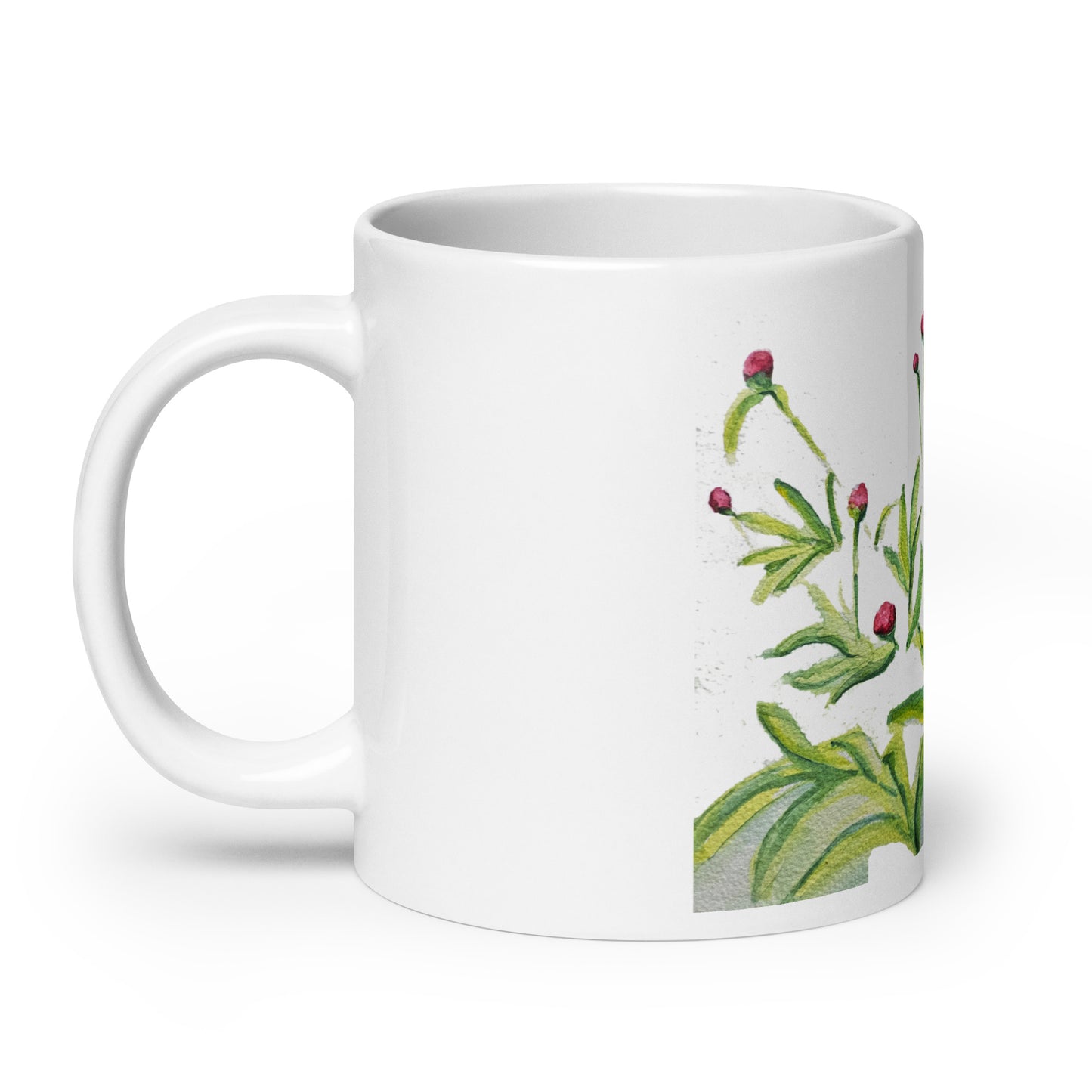 Peony - White glossy mug