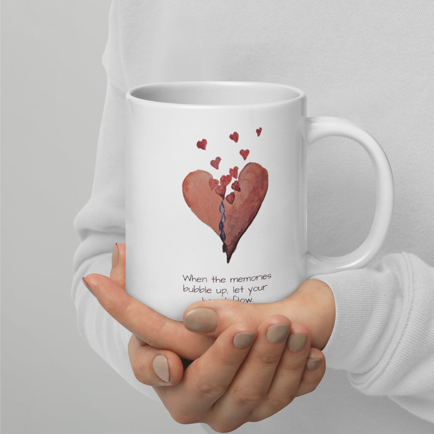 Broken heart flows - White glossy mug