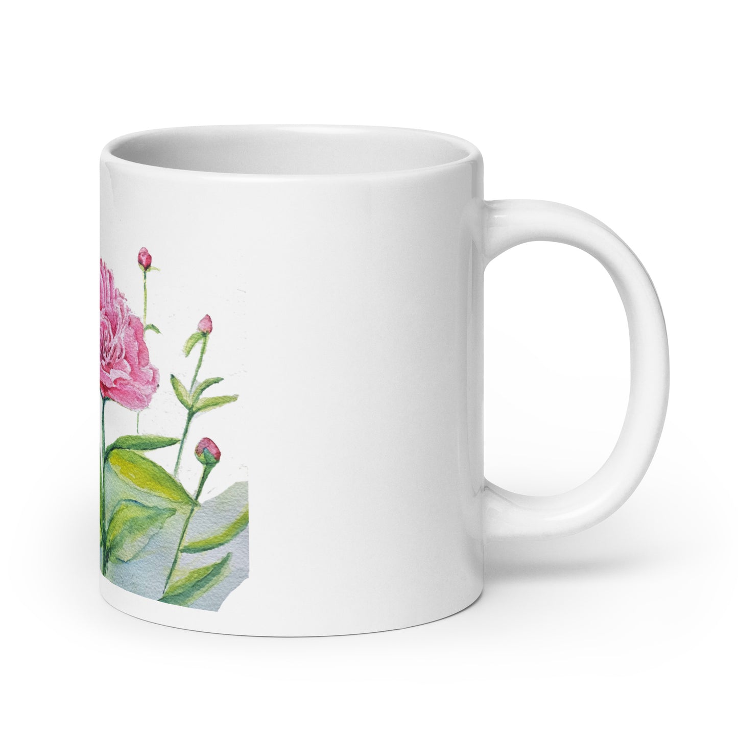 Peony - White glossy mug